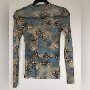 Sweet Lilac Long Sleeve Cherub Mesh Top Size:XS